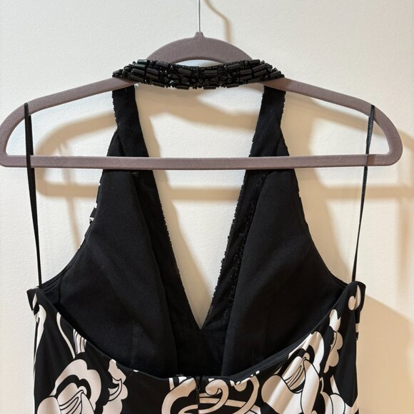 JS Boutique Black & White Printed Halter Evening Gown • Size 8 - Picture 4 of 8